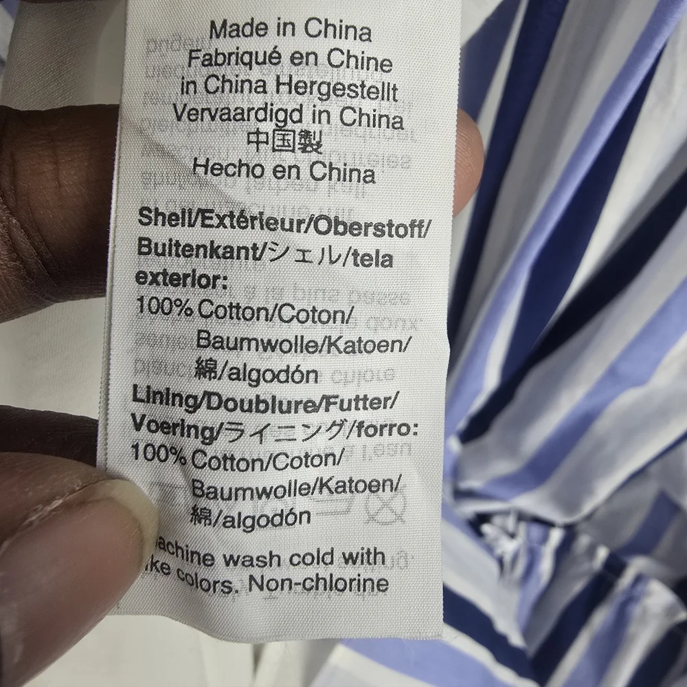 J.Crew Shirting Striped Tiered Multi Blue and White Cotton Maxi Dress Sz 4 Tall - Picture 12 of 12